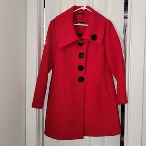 Marcona Classic Red Peq Coat with Oversized Black Buttons Size 12